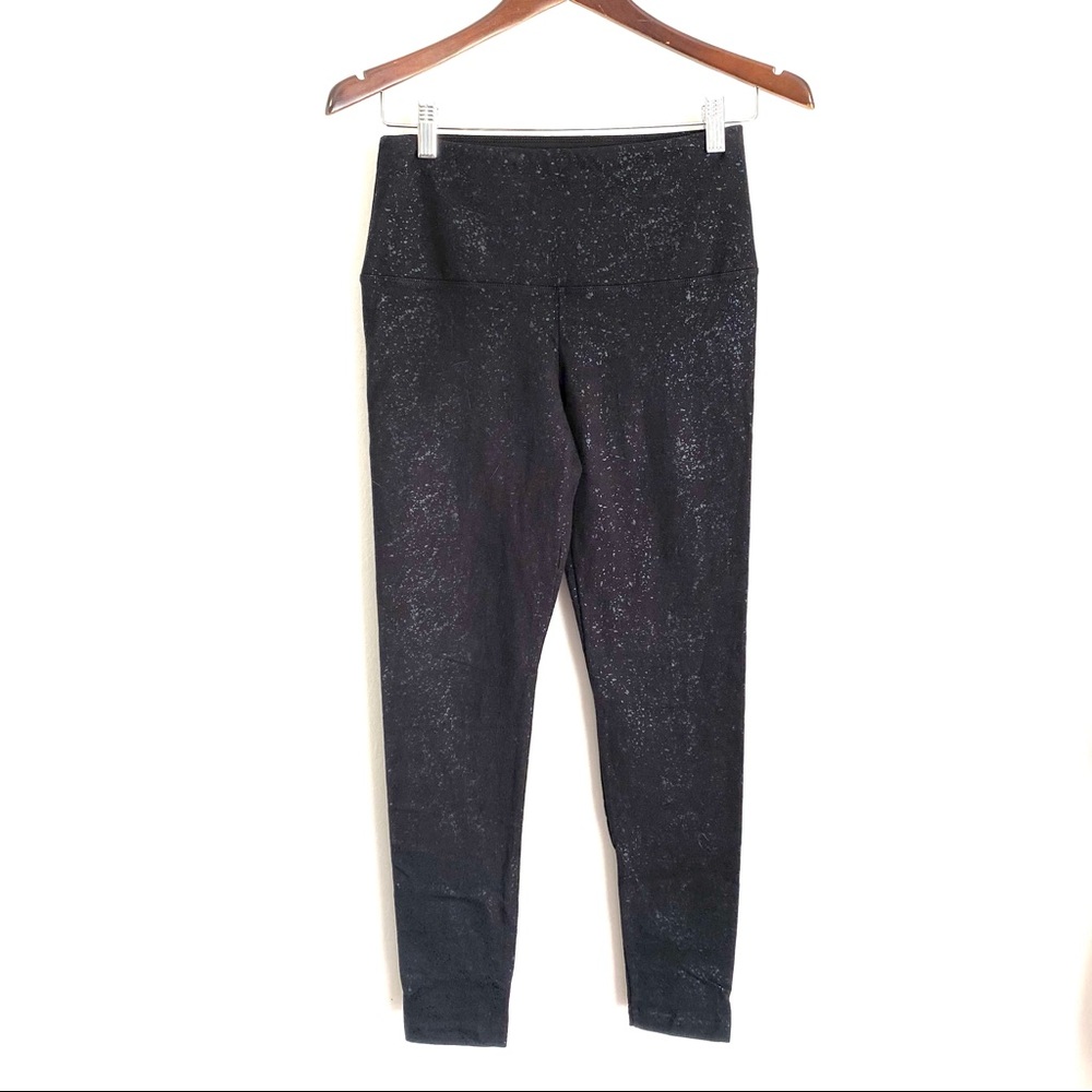 LYSSE Womens Small Black Speckled Full Length Shaping Mid-Rise Leggings Y5